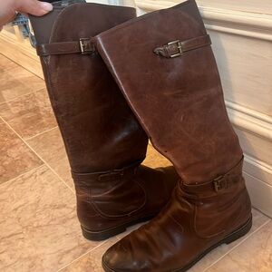 Brown Leather Buckle Boots